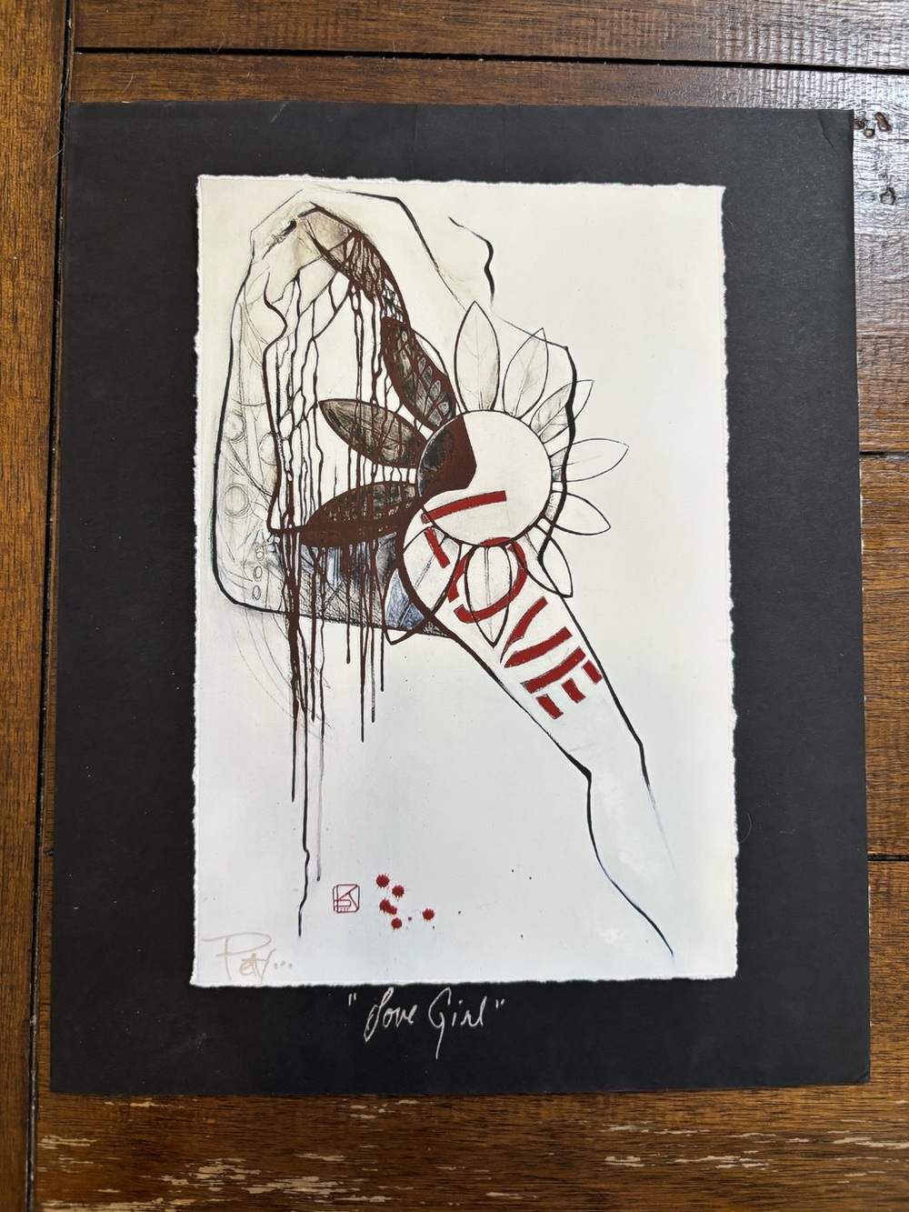 “Love Girl” Laguna Beach Sawdust Festival Signed Matted Art Print 8x10